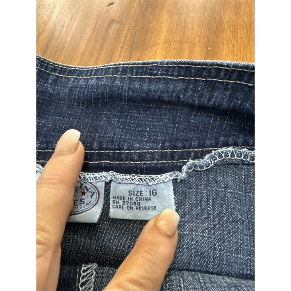 CAROLINA BLUES Sz 16 Long Denim Jean Lace Up Pencil Skirt Vintage Long - Picture 6 of 9